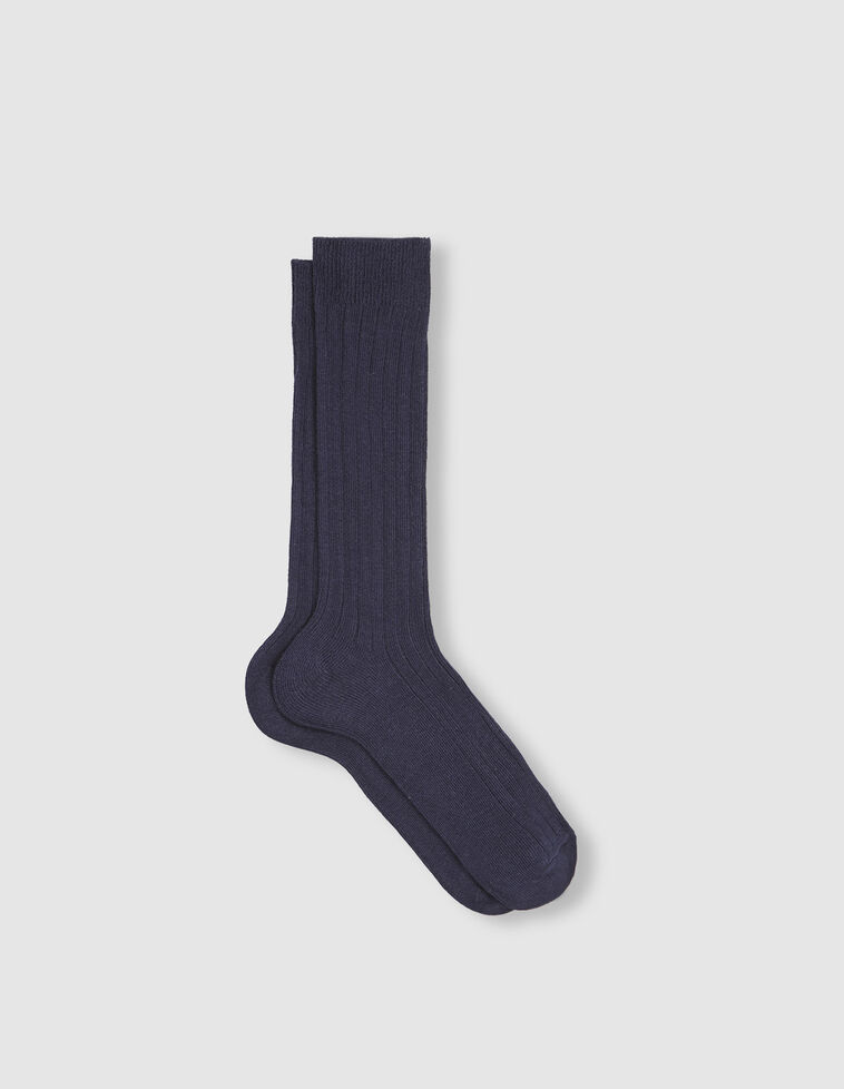 Marineblaue Gerippte Socken